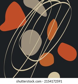 Boho style figures of balance, liquidity, plants. Design for cover, wallpapers, postcards, decor.