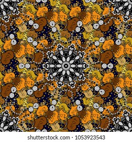 Boho style flower. Black, yellow and brown colors. Tiled mandala design, best for print fabric or papper and more. Vector Mandala.