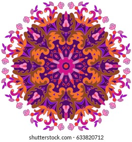 Boho style flower mandala. Islam, Arabic, Indian, Turkish, Pakistan, Chinese.  Oriental, vector illustration.Set of ornamental patterns for background and texture