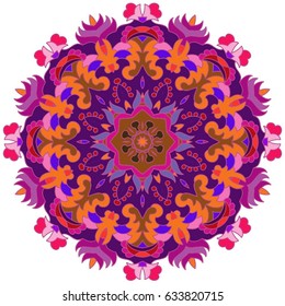 Boho style flower mandala. Islam, Arabic, Indian, Turkish, Pakistan, Chinese.  Oriental, vector illustration.Set of ornamental patterns for background and texture