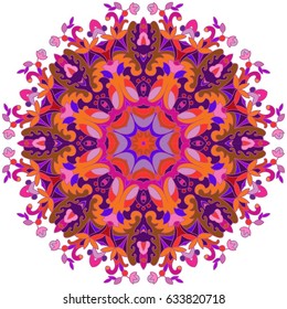 Boho style flower mandala. Islam, Arabic, Indian, Turkish, Pakistan, Chinese.  Oriental, vector illustration.Set of ornamental patterns for background and texture