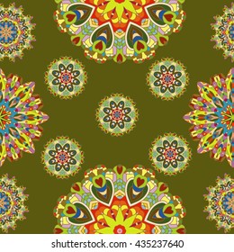 Boho style flower mandala. Oriental pattern, vector illustration. Islam, Arabic, Indian, Turkish, Pakistan, Chinese. Set of ornamental patterns for background and texture.