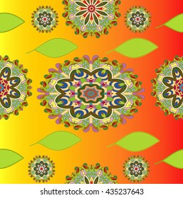 Boho style flower mandala. Oriental pattern, vector illustration. Islam, Arabic, Indian, Turkish, Pakistan, Chinese. Set of ornamental patterns for background and texture.