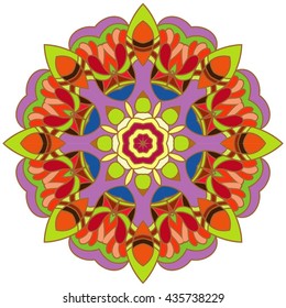 Boho style flower mandala. Oriental pattern, vector illustration. Islam, Arabic, Indian, Turkish, Pakistan, Chinese.Perfect for printing on fabric or paper.  Islam, Arabic, Indian, ottoman motifs. 