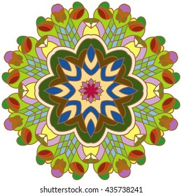 Boho style flower mandala. Oriental pattern, vector illustration. Islam, Arabic, Indian, Turkish, Pakistan, Chinese.Perfect for printing on fabric or paper.  Islam, Arabic, Indian, ottoman motifs. 