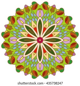 Boho style flower mandala. Oriental pattern, vector illustration. Islam, Arabic, Indian, Turkish, Pakistan, Chinese.Perfect for printing on fabric or paper.  Islam, Arabic, Indian, ottoman motifs. 