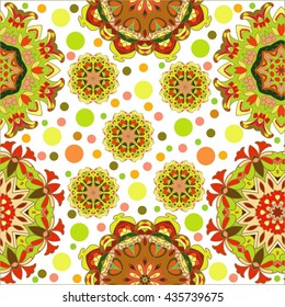 Boho style flower mandala. Oriental pattern, vector illustration. Islam, Arabic, Indian, Turkish, Pakistan, Chinese. Set of ornamental patterns for background and texture. 