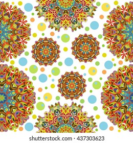 Boho style flower mandala. Oriental pattern, vector illustration. Islam, Arabic, Indian, Turkish, Pakistan, Chinese. Set of ornamental patterns for background and texture.