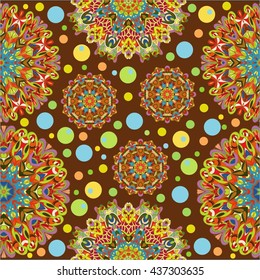 Boho style flower mandala. Oriental pattern, vector illustration. Islam, Arabic, Indian, Turkish, Pakistan, Chinese. Set of ornamental patterns for background and texture.