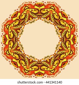 Boho style flower mandala. Oriental pattern, vector illustration. Islam, Arabic, Indian, Turkish, Pakistan, Chinese.Perfect for printing on fabric or paper.