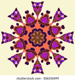 Boho style flower mandala. Oriental pattern, vector illustration. Islam, Arabic, Indian, Turkish, Pakistan, Chinese. Set of ornamental patterns for background and texture.