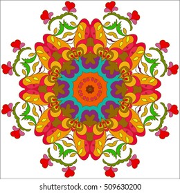 Boho style flower mandala. Oriental pattern, vector illustration. Islam, Arabic, Indian, Turkish, Pakistan, Chinese. Set of ornamental patterns for background and texture.