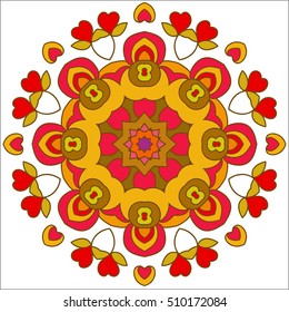 Boho style flower mandala. Oriental pattern, vector illustration. Islam, Arabic, Indian, Turkish, Pakistan, Chinese. Set of ornamental patterns for background and texture.