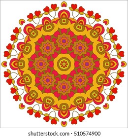 Boho style flower mandala. Oriental pattern, vector illustration. Islam, Arabic, Indian, Turkish, Pakistan, Chinese. Set of ornamental patterns for background and texture.
