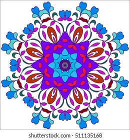 Boho style flower mandala. Oriental pattern, vector illustration. Islam, Arabic, Indian, Turkish, Pakistan, Chinese. Set of ornamental patterns for background and texture.