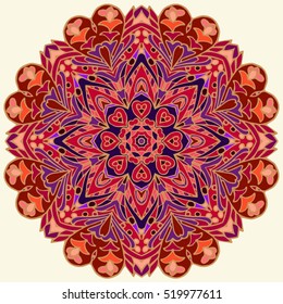 Boho style flower mandala. Oriental pattern, vector illustration. Islam, Arabic, Indian, Turkish, Pakistan, Chinese. Set of ornamental patterns for background and texture.