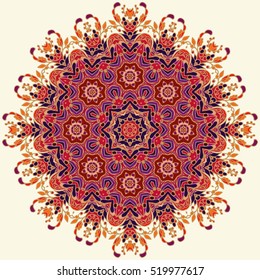 Boho style flower mandala. Oriental pattern, vector illustration. Islam, Arabic, Indian, Turkish, Pakistan, Chinese. Set of ornamental patterns for background and texture.