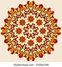 Boho style flower mandala. Oriental pattern, vector illustration. Islam, Arabic, Indian, Turkish, Pakistan, Chinese. Set of ornamental patterns for background and texture.