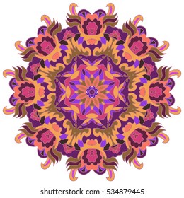 Boho style flower mandala. Oriental pattern, vector illustration. Islam, Arabic, Indian, Turkish, Pakistan, Chinese. Set of ornamental patterns for background and texture.