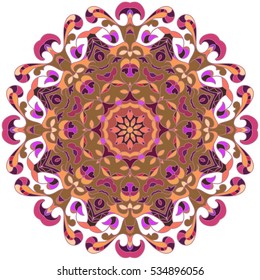 Boho style flower mandala. Oriental pattern, vector illustration. Islam, Arabic, Indian, Turkish, Pakistan, Chinese. Set of ornamental patterns for background and texture.