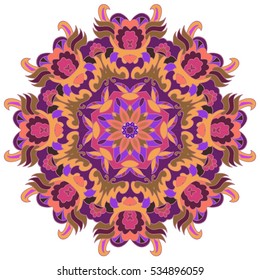 Boho style flower mandala. Oriental pattern, vector illustration. Islam, Arabic, Indian, Turkish, Pakistan, Chinese. Set of ornamental patterns for background and texture.