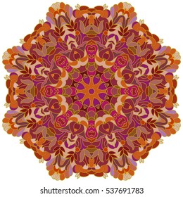 Boho style flower mandala. Oriental pattern, vector illustration. Islam, Arabic, Indian, Turkish, Pakistan, Chinese. Set of ornamental patterns for background and texture.