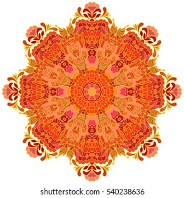 Boho style flower mandala. Oriental pattern, vector illustration. Islam, Arabic, Indian, Turkish, Pakistan, Chinese. Set of ornamental patterns for background and texture.