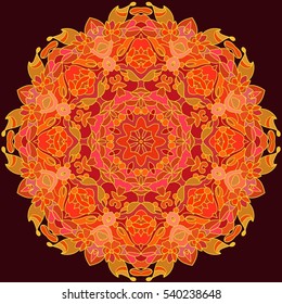 Boho style flower mandala. Oriental pattern, vector illustration. Islam, Arabic, Indian, Turkish, Pakistan, Chinese. Set of ornamental patterns for background and texture.