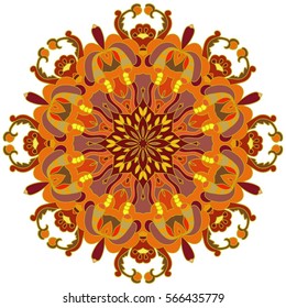 Boho style flower mandala. Oriental pattern, vector illustration. Islam, Arabic, Indian, Turkish, Pakistan, Chinese. Set of ornamental patterns for background and texture.