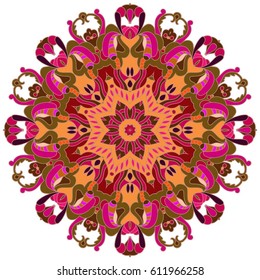 Boho style flower mandala. Oriental ,vector illustration.Set of ornamental patterns for background and texture.Islam, Arabic, Indian, Turkish, Pakistan, Chinese. 
