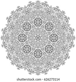 Boho style flower mandala. Oriental pattern, vector illustration. Islam, Arabic, Indian, Turkish, Pakistan, Chinese. Set of ornamental patterns for background and texture.