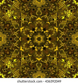 Boho style flower seamless pattern. Tiled mandala design, best for print fabric or papper and more.