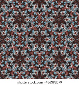 Boho style flower seamless pattern. Tiled mandala design, best for print fabric or paper and more.