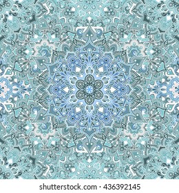 Boho style flower seamless pattern. Tiled mandala design, best for print fabric or papper and more.