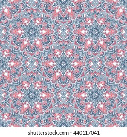 Boho style flower seamless pattern. Tiled mandala design, best for print fabric or paper and more.