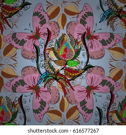 Boho style flower seamless pattern. Tiled mandala design, best for print fabric or papper and more. Vector Mandala. Background.