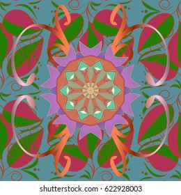 Boho style flower seamless pattern. Vector Mandala. Background. Tiled mandala design, best for print fabric or papper and more.
