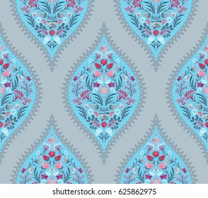 Boho style flower seamless pattern. Tiled floral design, best for print fabric or papper and more.