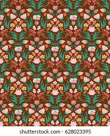 Boho style flower seamless pattern. Tiled floral design, best for print fabric or papper and more.