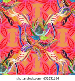 Boho style flower seamless pattern. Tiled mandala design, best for print fabric or papper and more. Vector Mandala. Background.