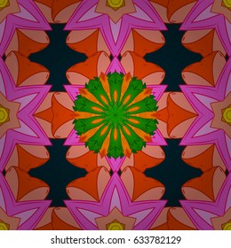 Boho style flower seamless pattern. Tiled mandala design, best for print fabric or papper and more. Vector Mandala. Blue background.