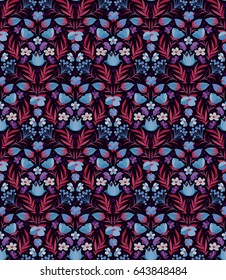 Boho style flower seamless pattern. Tiled floral design, best for print fabric or papper and more.