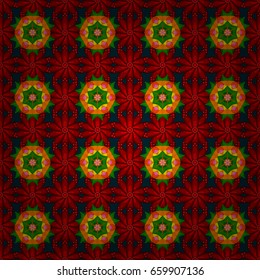 Boho style flower seamless pattern. Tiled mandala design, best for print fabric or papper and more. Vector Mandala. Background.
