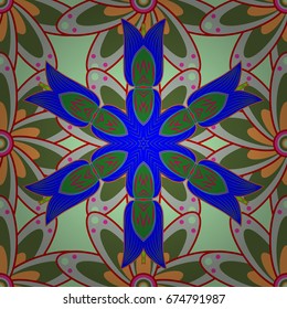 Boho style flower seamless pattern. Vector Mandala. Background. Tiled mandala design, best for print fabric or papper and more.