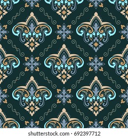 Boho style flower seamless pattern. Tiled floral design, best for print fabric or papper and more.
