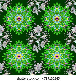 Boho style flower. Vector Mandala. Blue, green and neutral colors. Tiled mandala design, best for print fabric or papper and more.