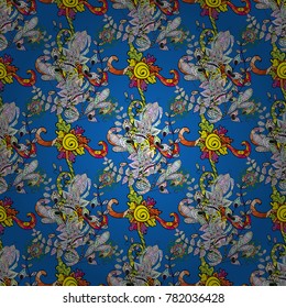 Boho style flower. Vector Mandala. Blue, neutral and green colors. Tiled mandala design, best for print fabric or papper and more.