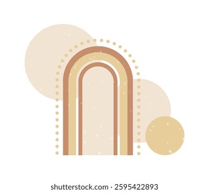 Boho style geometric design elements. Abstract shapes with texture. Neutral terracotta wall decor, cover, print, card, branding designs.