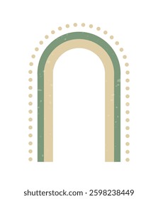 Boho style geometric design elements. Abstract shapes with texture. Modern aesthetic. Green organic wall decor, cover, print, card, branding designs.