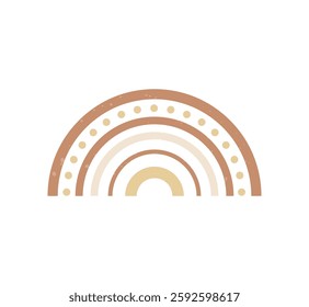 Boho style geometric rainbow. Abstract shapes with texture. Neutral terracotta wall decor, cover, print, card, branding designs.